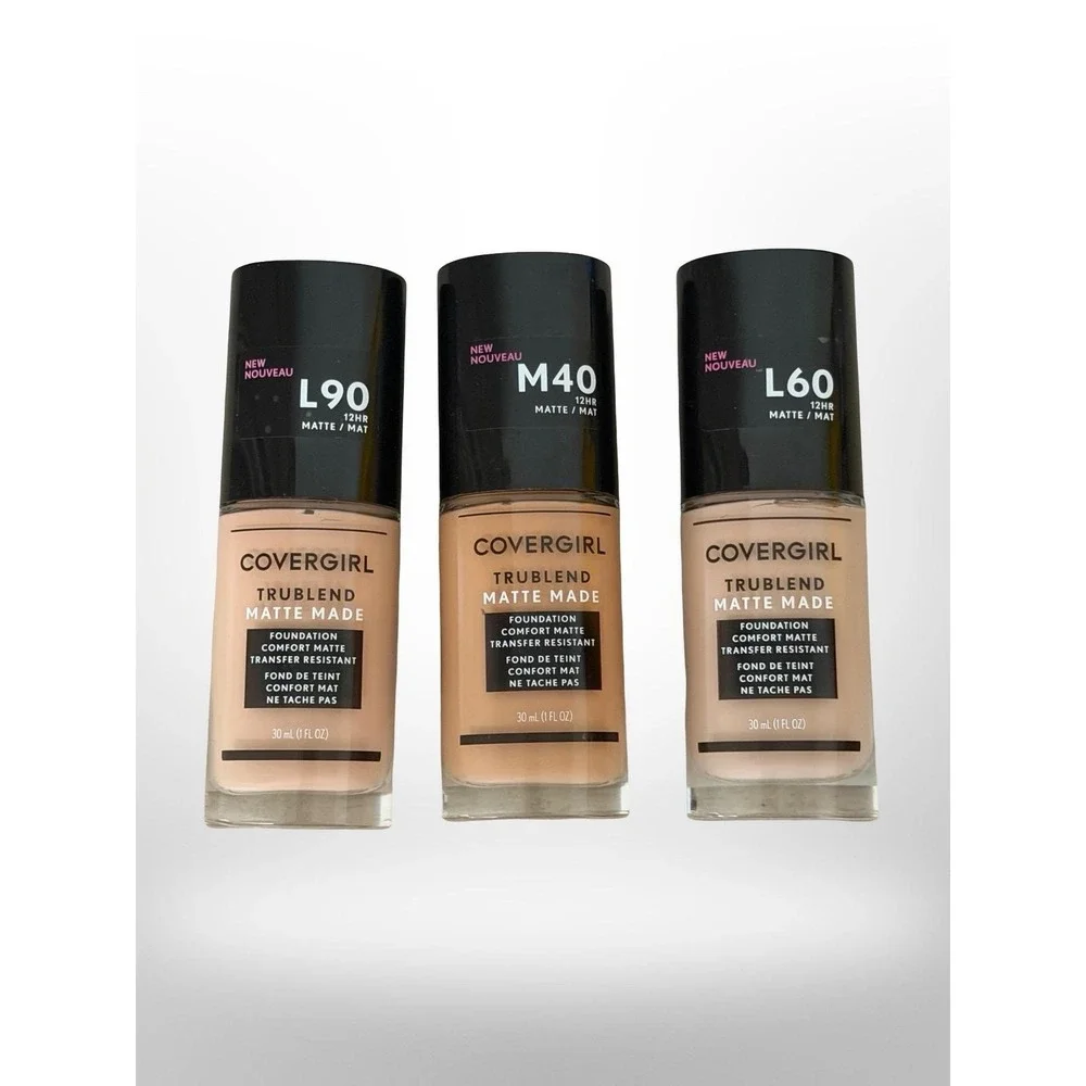 Covergirl TruBlend Matte Made Foundation Lot 3 Shades L60 L90 M40 Oil-Free 1oz
